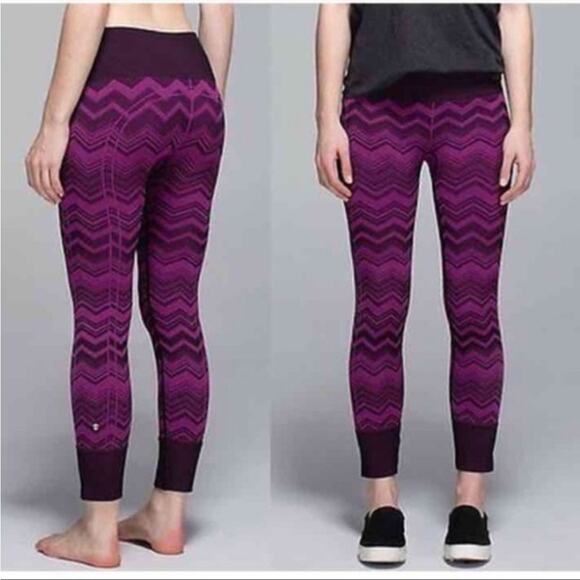 Lululemon Ebb To Street Pant Plum Chevron Leggings 6 - Picture 1 of 15